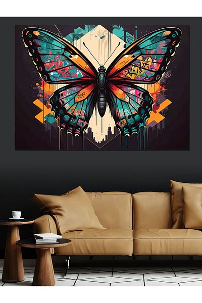 Tablomega Pânză decorativă Fluture Colorat - Lemn MDF