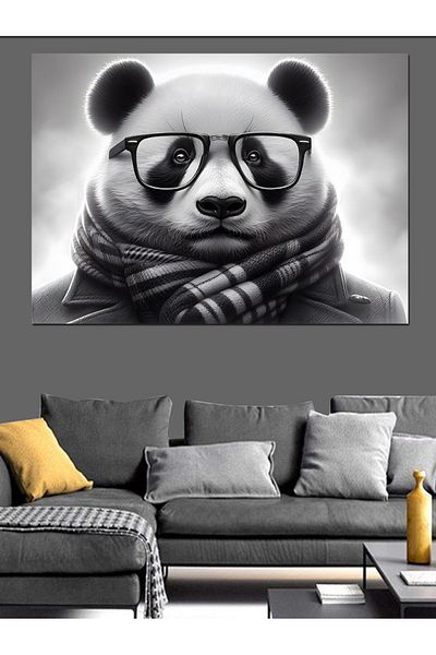 Tablomega Panda cu ochelari Canvas Decorativ - Lemn MDF
