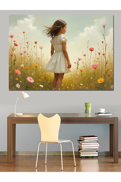 Tablomega Pânză decorativă Flower Country Girl - Lemn MDF