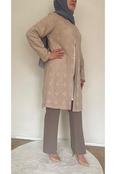 Samgülü XXL Mercerized Knitted Fabric Cardigan