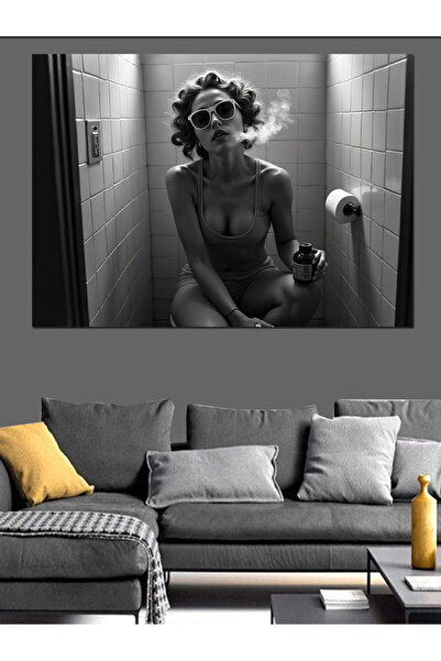 KanvasSepeti Femeie în toaletă în alb și negru Pictură în ulei Texturată Pânz...