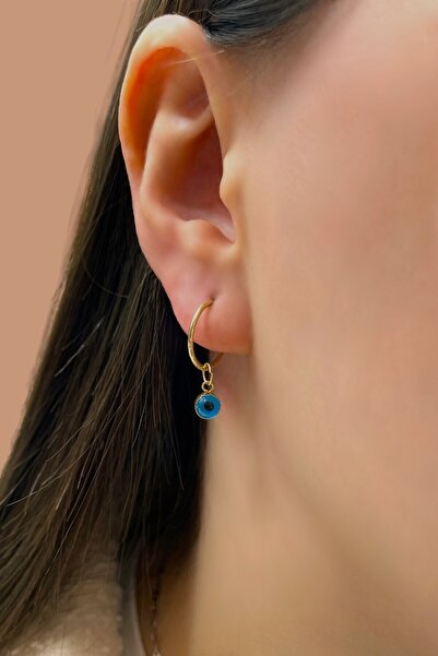 Altınaşkı Göz Boncuklu Halka Altın Küpe