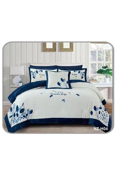 Generic En Zone Winter Double Bedspread 8 Pieces || Navy Blue