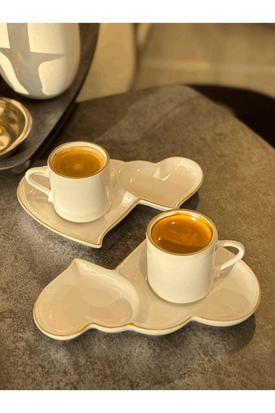 FBE HOME 2-Person 4-Piece Gilded Coffee Cup Set