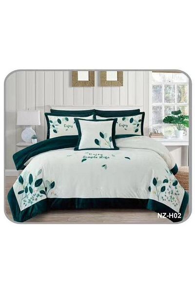 Generic En Zone Winter Double Bedspread 8 Pieces || Dark Green