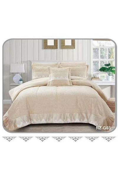 Generic En Zone Winter Single and a Half Bedspread 4 Pieces || Light Beige