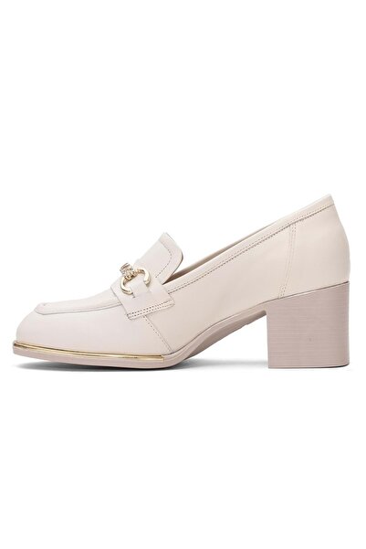 Venüs Ünve Genuine Leather Comfort Orthopedic Women's Heeled Shoes Beige