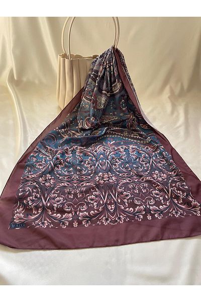 ALFA AKSESUAR 03 Retro Ethnic Pattern Soft Cotton Shawl Coffee Color Women