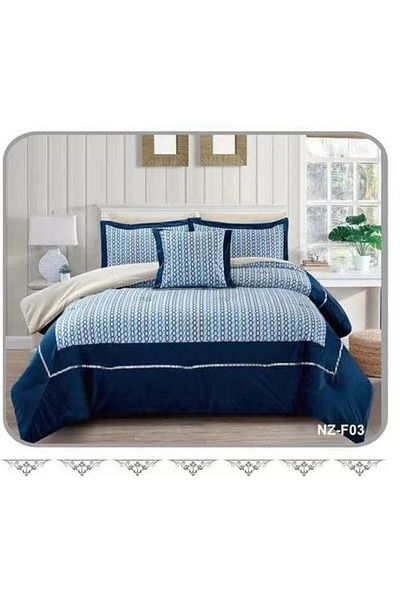 Generic 4-piece double-sided velvet winter bedspread, navy blue