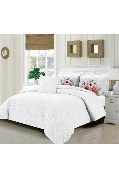 Generic En Zone Winter Single and a Half Bedspread 4 Pieces || White