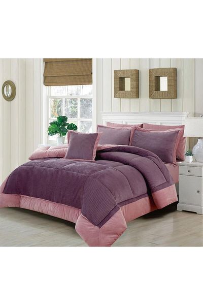 Generic En Zone Winter Double Bedspread 8 Pieces || Dark Red Burgundy