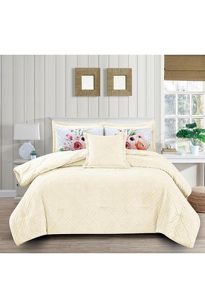 Generic En Zone Winter Single and a Half Bedspread 4 Pieces || Beige