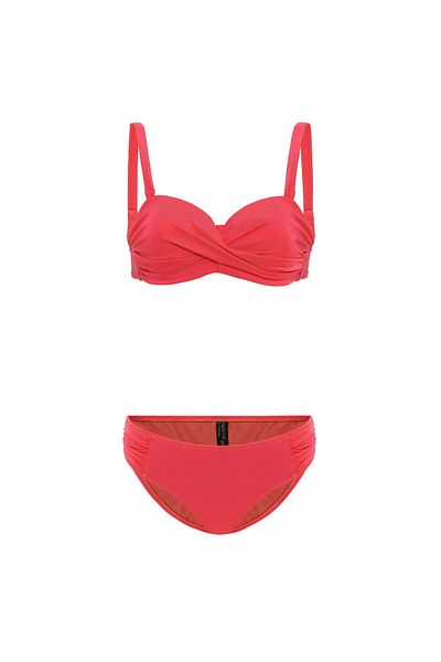 AQUAVİVA Aquaviva Women's Pomegranate Flower Biana Rotating Strapless Bikini Set