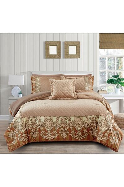 Generic En Zone Winter Single and a Half Bedspread 4 Pieces || Beige and Brown