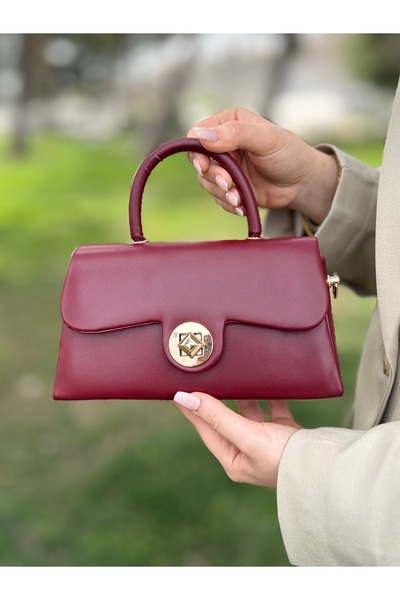 DEV 3 ADAM Geantă de umăr și crossbody pentru femei, model cutie elegantă și elegantă, burgundy