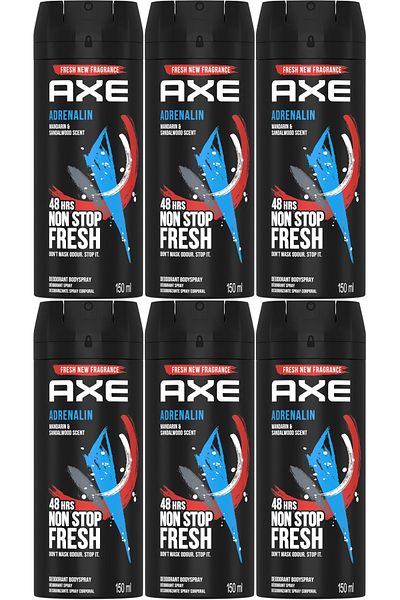 Axe Adrenalin Deodorant Body Spray 150ml X 6