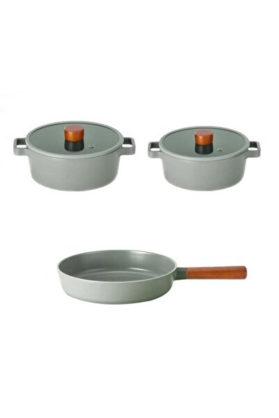 NEOFLAM Fika Gray 5 Piece Cast Iron Pot and Pan Set