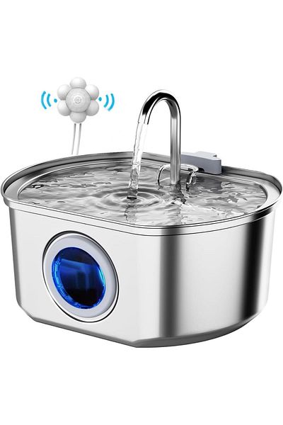 Aryuper 3.2 L Stainless Steel Cat Dog Automatic Water Dispenser - with Water Level Indicator and Sensor