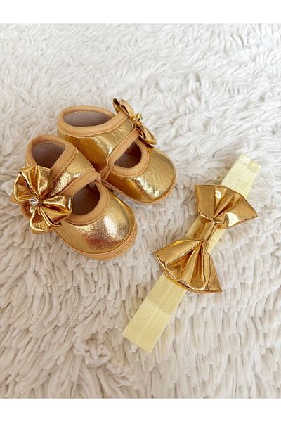 Cloudy Baby Girl Gold Booties Girl Newborn Daily Stylish Booties