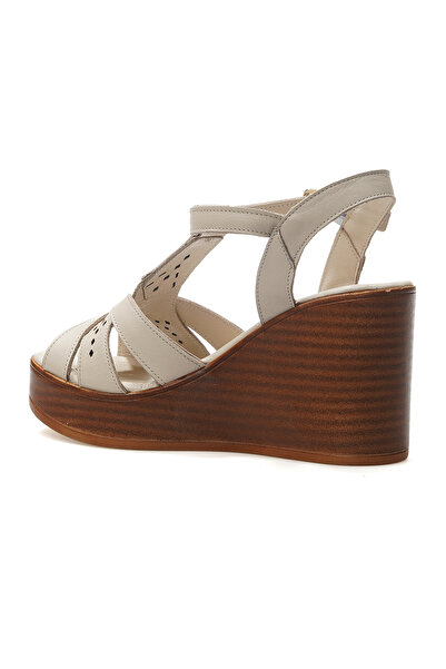 Venüs Women's Folk Leather Wedge Sandals 25Y 2310814 Y Z Beige South Equipped Casual Heels