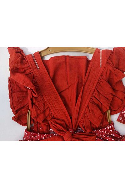 MAİBELLA Baby Girl Ruffled Salopet Bandana Set (6-9-12-18 Months)