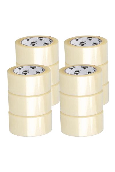 Generic 12 Pack of 2" x 100 Yards Strong Clear Packaging Tape - Ideal for Parcels, Moving, and Offices