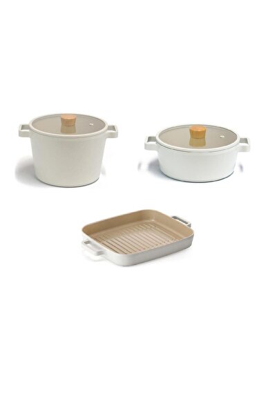 NEOFLAM Fika Aluminum Cast Glass Lid 5 Piece Pro Cookware & Pan Set