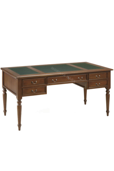 Mobilya Baba Prestige Deri Detaylı Çalışma Masası – 160 cm Ceviz