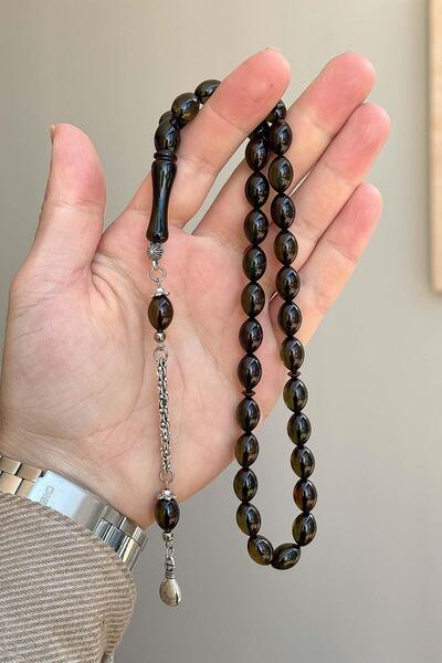 TESBİHKENTİ Mărgele de rugăciune de chihlimbar cu pulbere verde petrol frumos...