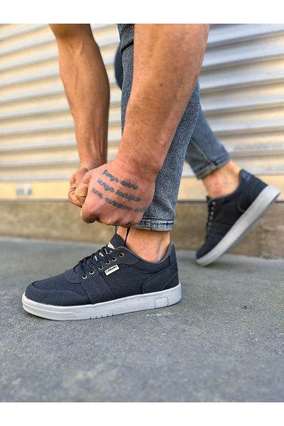 Zerenyus Ανδρικά παπούτσια casual sneaker REX Lace-Up Linen Fabric - Smoked