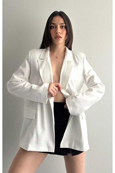 yeditepe fashion Жіночий білий блейзер з ваткою