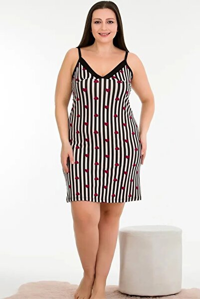 lidofya Heart Patterned Plus Size Nightgown
