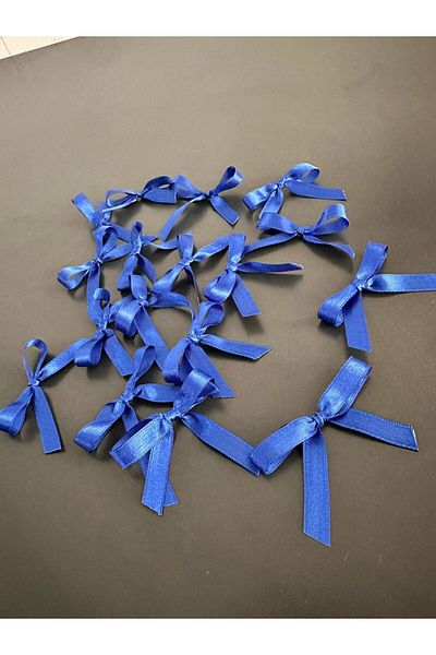 edalle 50 τμχ Μπλε Σατέν Φιόγκος Μικρός 10mm Χειροποίητος