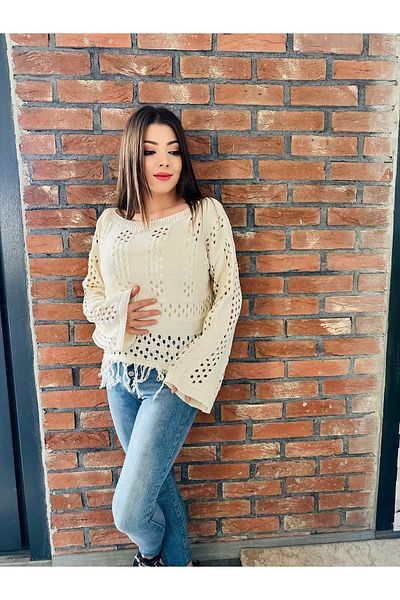 K-ODEA BUTİK Bluză pulover de vară Bohemian New Season ajurata supradimensionată