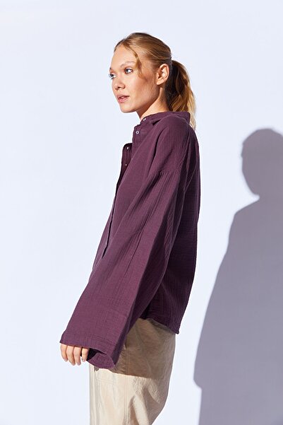 Manche Kahve Kolları Salaş Kadın Gömlek