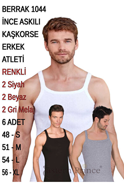 Berrak Men's Thin Strap Ribbed Slim Fit Camisole Undershirt 6 Pieces 1044