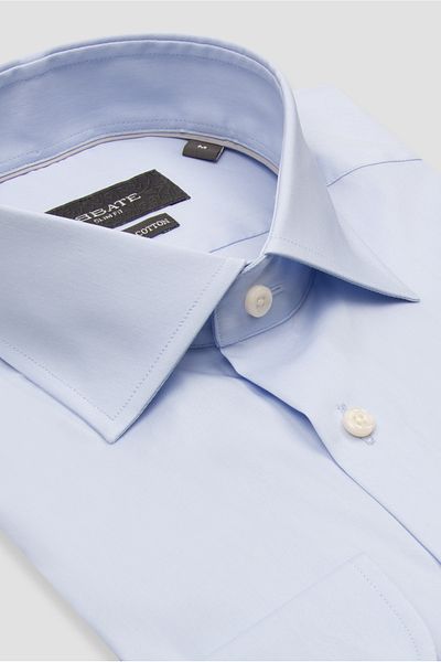Abbate Enzo Poplin Stretch Cotton Slim Fit Collar Blue Classic Collar Men's Shirt
