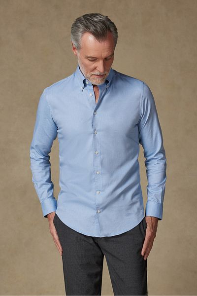 Abbate Carlo Oxford Cotton Slim Fit Collar Blue Button Collar Men's Shirt