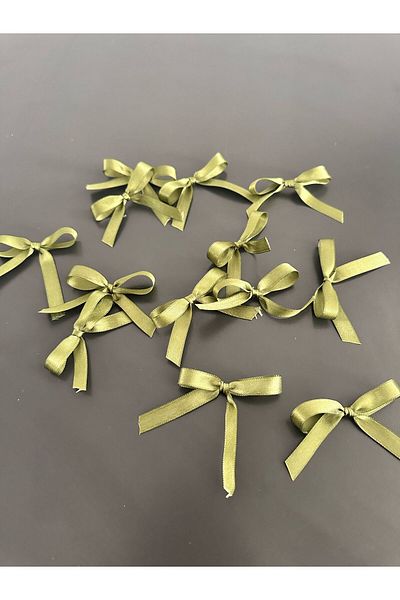 edalle 50 Τεμάχια Χακί Σατέν Φιόγκος Μικρός 10mm Χειροποίητος