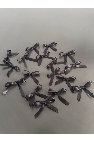 edalle 50 τμχ Μαύρο Σατέν Φιόγκος Μικρός 10mm Χειροποίητος