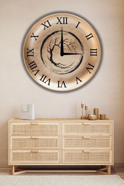 Nod Büyük Boy Ahşap Dekoratif Duvar Saati Ev Salon için Yuvarlak Modern Sessi...
