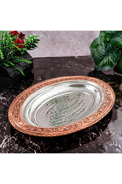 DMT COPPER HOME Gaziantep Bakır Işlemeli-dövmeli Sunumluk-iskender Tabak Genişlik :30cm