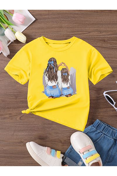 Let's Wear Премиум тениска с кръгло деколте с принт на майка и дъщеря за жени и момичета
