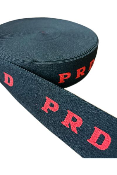 ŞENEL DAR DOKUMA 4,5cm Red Black Prd Written Jacquard Woven Elastic-Waist Leg Skirt Flat Elastic- Elastic Band / 10m