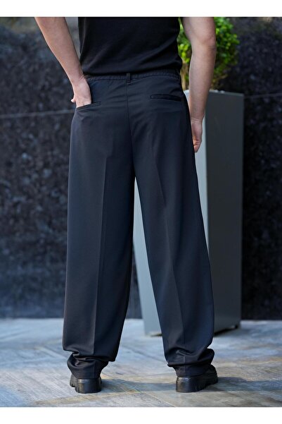 MODA Широкі штани з плісированою тканиною-1767