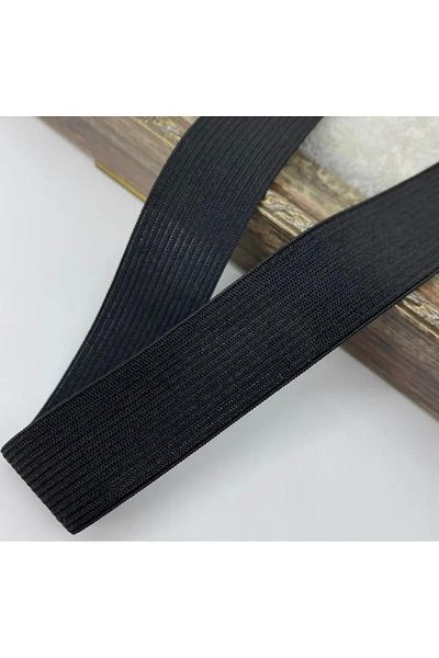 ŞENEL DAR DOKUMA 3cm Black Color Woven Elastic-Waist Leg Skirt Flat Elastic - Elastic Band / 10m
