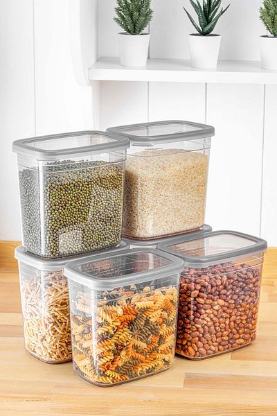 HopeWay Home Practical 6-Piece 2000 ml Rectangular Meat and Pulses Storage Container Set (20 Labels with Gift)