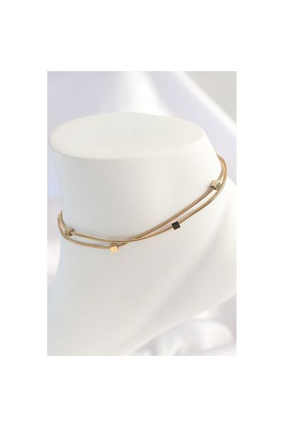 Skygo Gold Colored 316L Minimal Square Women's Anklet - TJ-HH1548