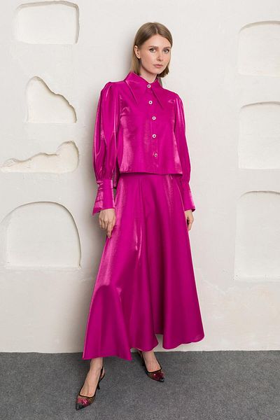 Nurs Pink Satin Shirt Set