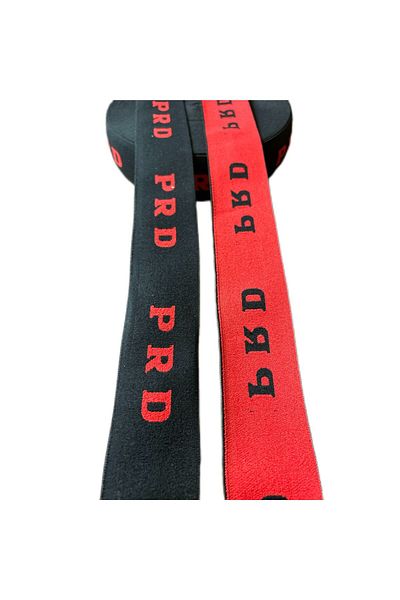 ŞENEL DAR DOKUMA 4,5cm Red Black Prd Written Jacquard Woven Elastic-Waist Leg Skirt Flat Elastic- Elastic Band / 10m